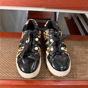 Roberto Cavalli Black and Leopard Sneakers